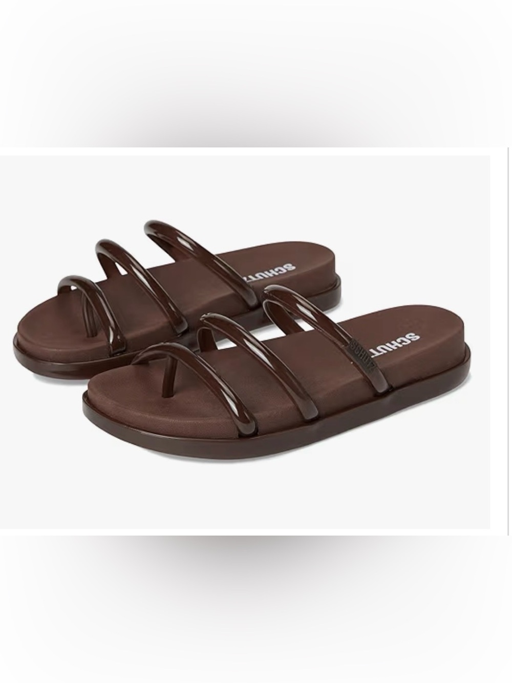 Schutz Polly Sporty Slide Sandals Brown Marrom Chocolate Bar Size 38 Women Jelly